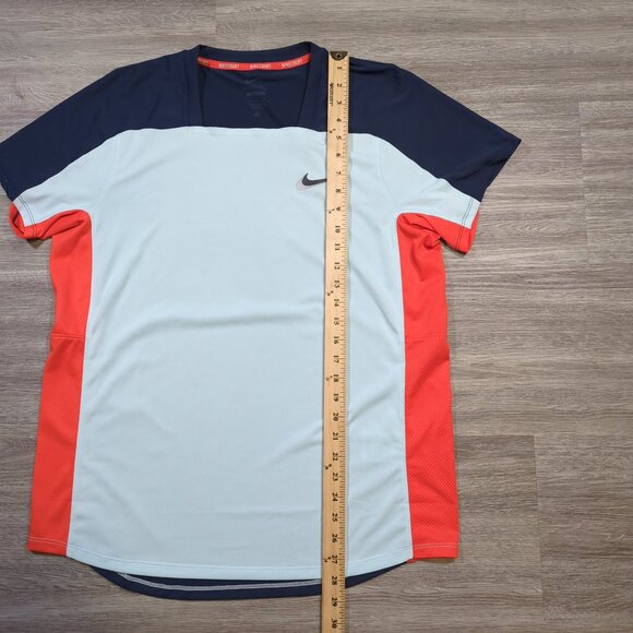 Nike Court Dri-FIT ADV Slam Tennis Shirt Men's Large Alcaraz Blue Orange Slim - Picture 9 of 9